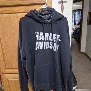 Harley-Davidson Black Hoodie With Built In Neck Gaiter (MOUTH AND NOSE COVER)